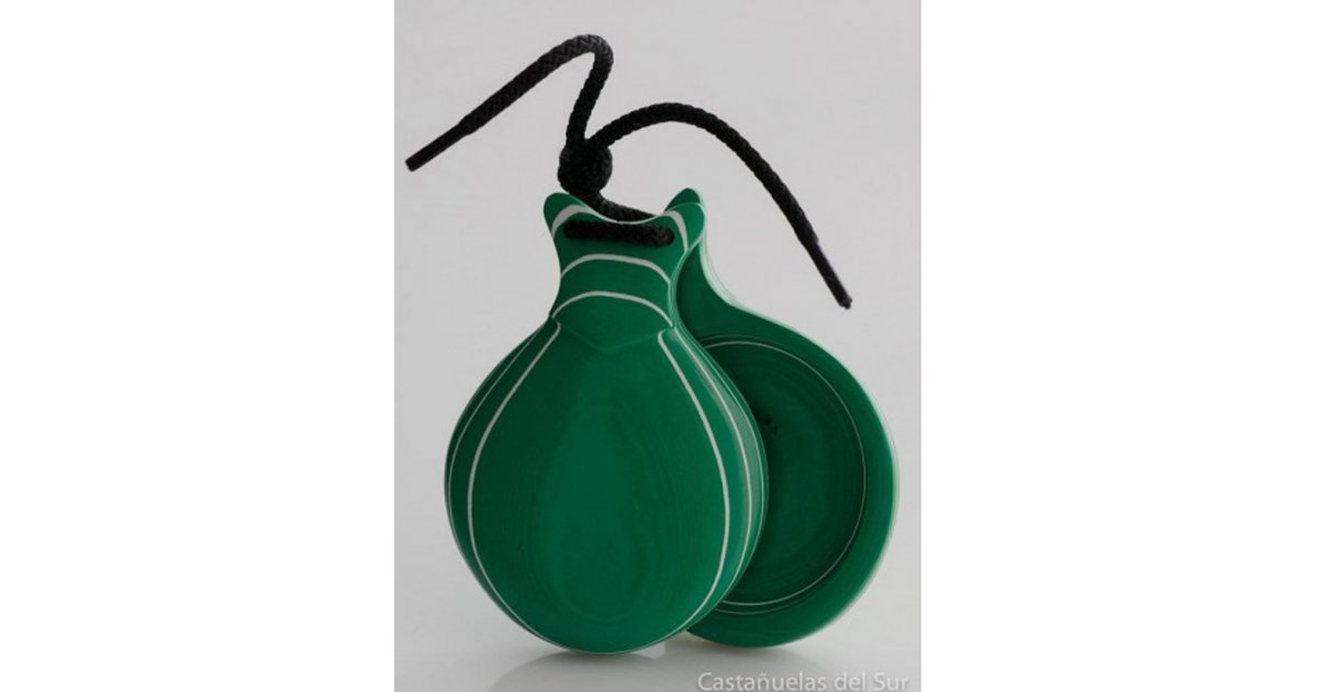 Castañuela Profesional Vidrio Verde Veteado Blanco Castañuela Profesional Vidrio Verde Veteado Blanco