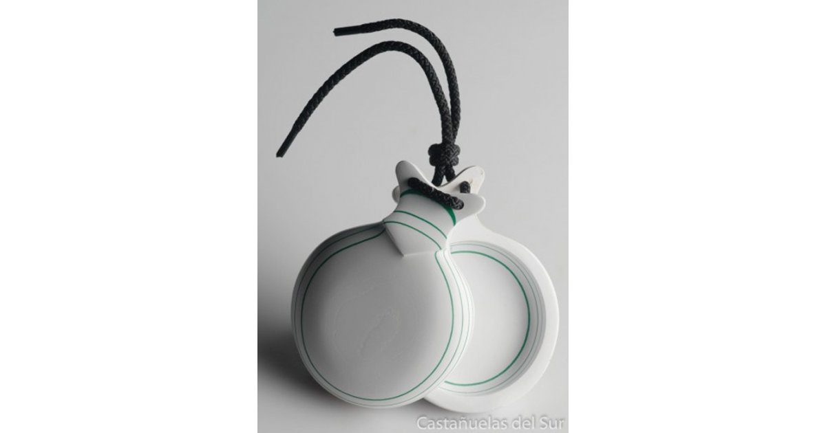 Castañuela Capricho Vidrio Blanco Veteada Verde Castañuela Capricho Vidrio Blanco Veteada Verde