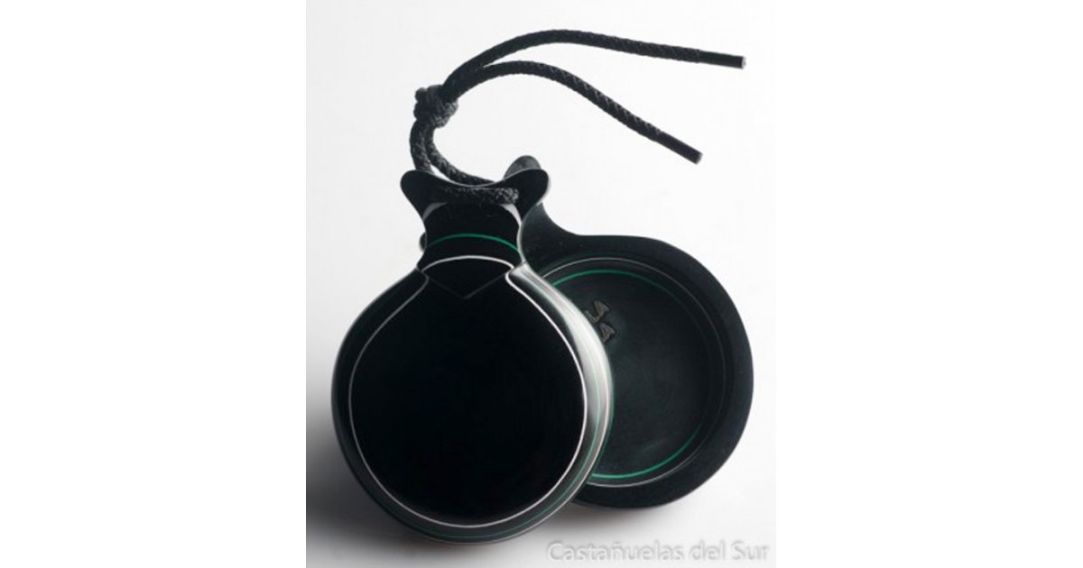 Castañuela Capricho Fibra Negra Veteada Blanca y Verde Castañuela Capricho Fibra Negra Veteada Blanca y Verde