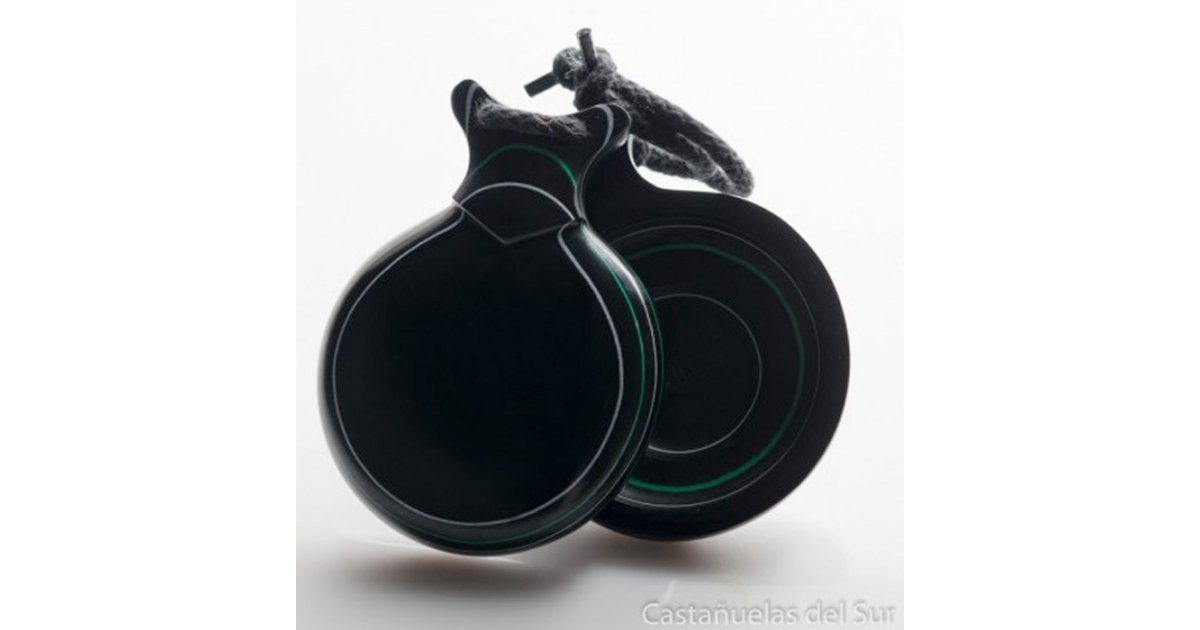 Castañuela Capricho Fibra Negra Veteada Blanca y Verde Castañuela Capricho Fibra Negra Veteada Blanca y Verde
