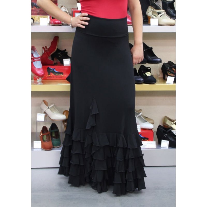 Falda flamenco negra con cinco volantes - Zapatos de Baile ...