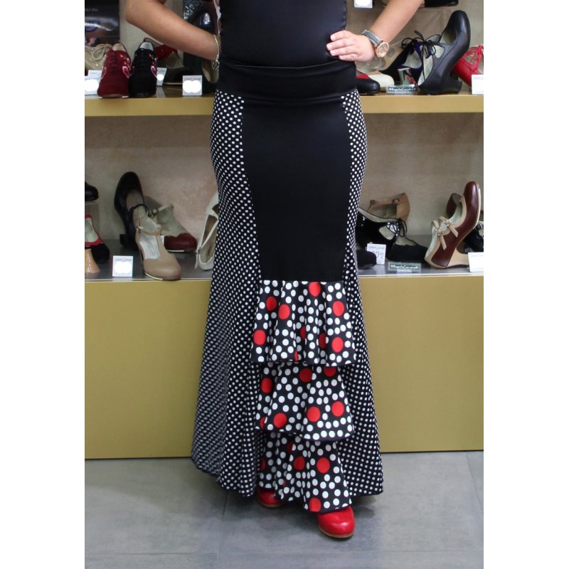 Falda Flamenco Negra con volantes de lunares - Zapatos de ...