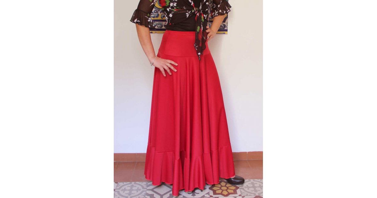 Red flamenco skirt with 1 ruffle