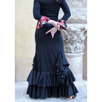 Falda Flamenco con 2 volantes y chorrera