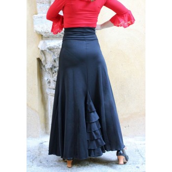 Black Flamenco Skirt with Back Ruffles