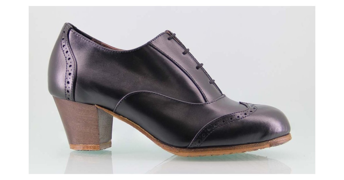 Zapato baile flamenco profesional piel negro con cordones Zapato baile flamenco profesional piel negro con cordones