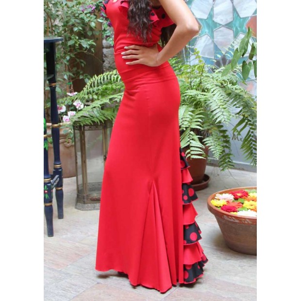 Flanked Red Flamenco Skirt