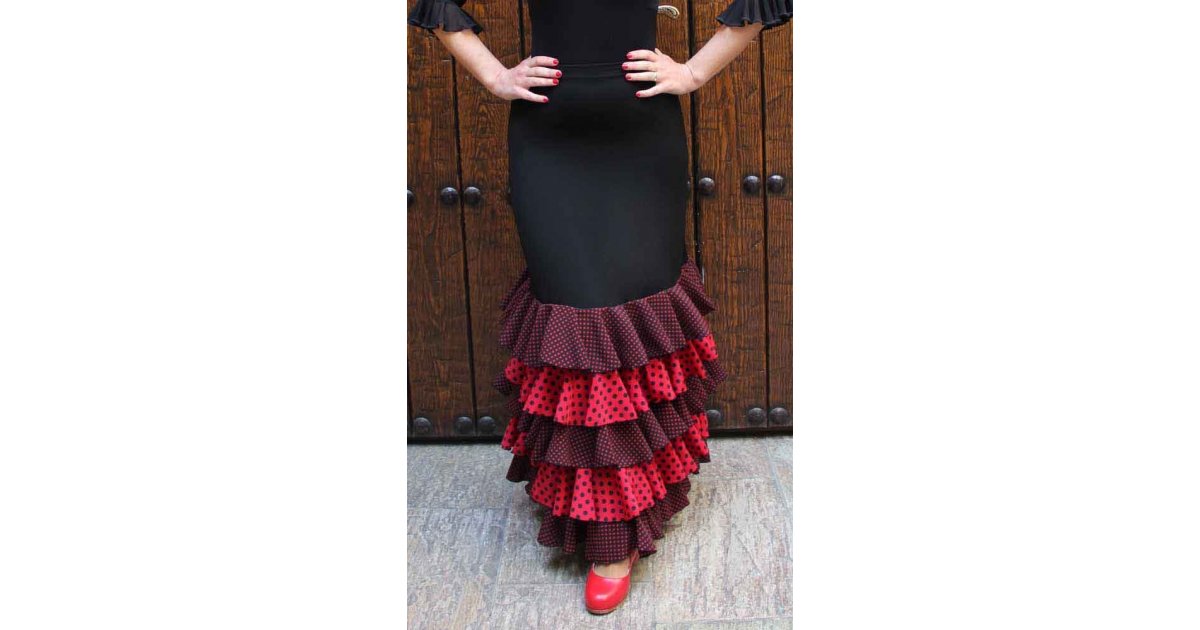 Black Flamenco Skirt with Polka Dot Ruffles Black Flamenco Skirt with Polka Dot Ruffles