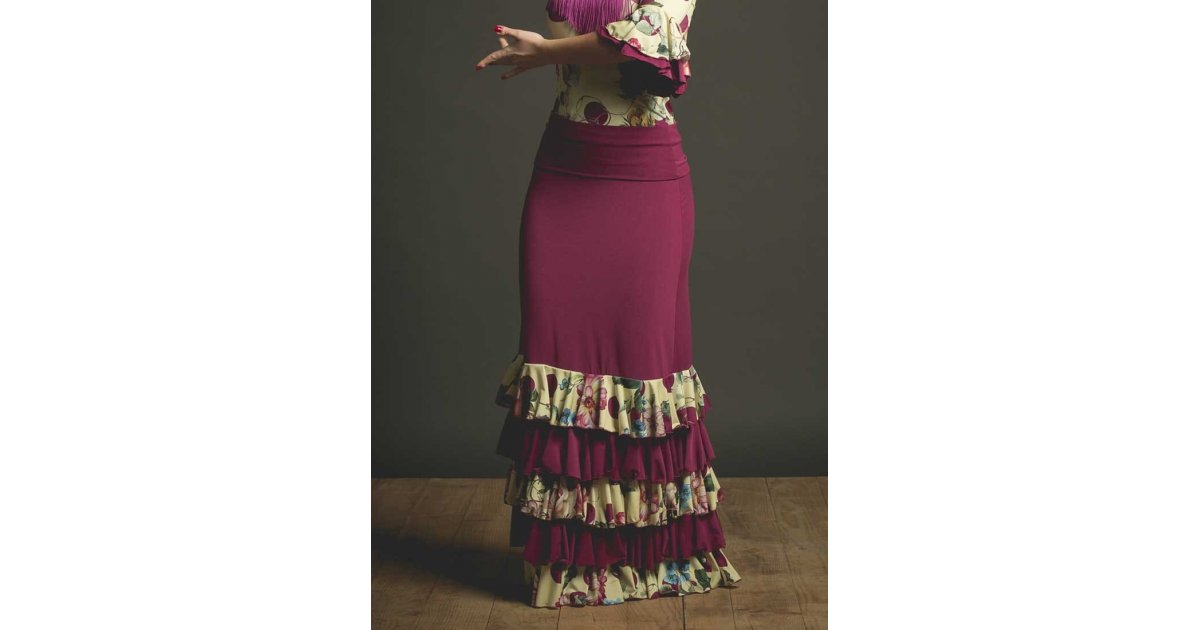 Falda Flamenco Ibi Buganvilla con Volantes de Flores Falda Flamenco Ibi Buganvilla con Volantes de Flores