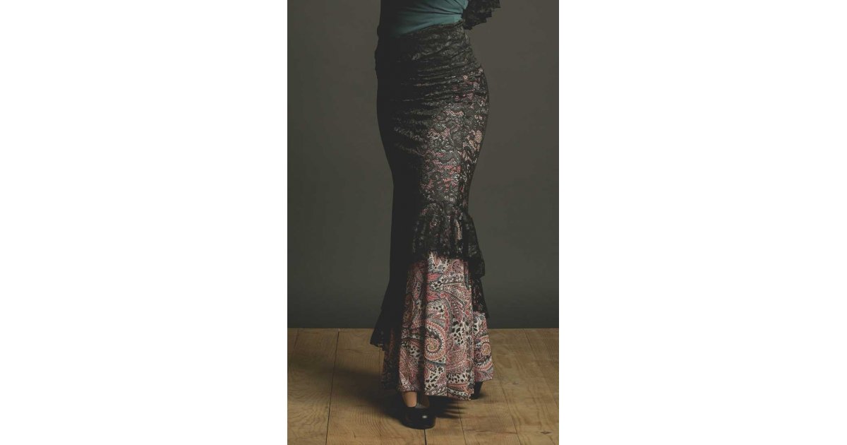 Falda Flamenco Blonda Negra Falda Flamenco Blonda Negra