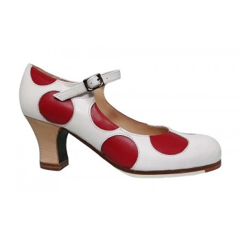 Professional white skin and red leather polka dots with buckle