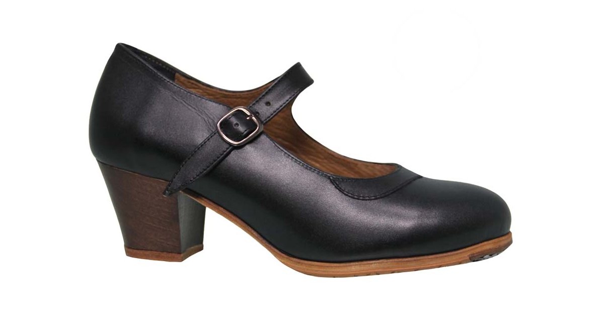 Cuir noir professionnel avec boucle Cuban Heel Cuir noir professionnel avec boucle Cuban Heel
