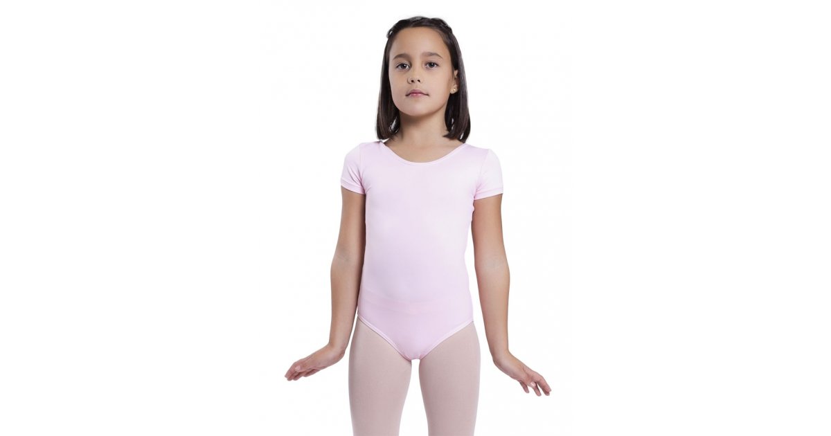 Maillot fille rose à manches courtes Maillot fille rose à manches courtes