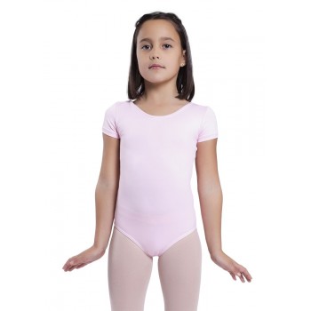 Maillot fille rose à manches courtes