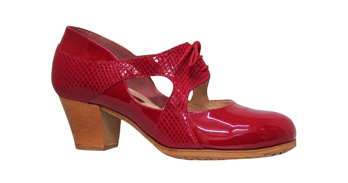 Cuir verni combiné rouge et fantaisie Cuir verni combiné rouge et fantaisie