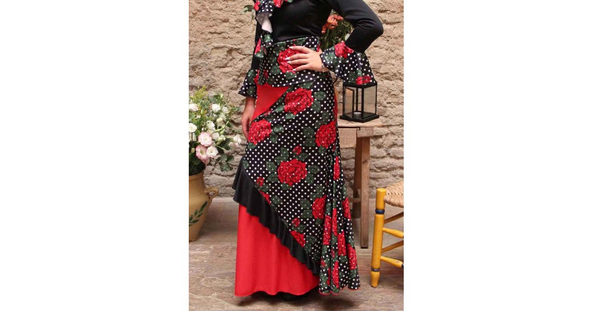 Combined Flamenco Skirt Flowers and Polka Dots