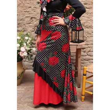 Combined Flamenco Skirt Flowers and Polka Dots