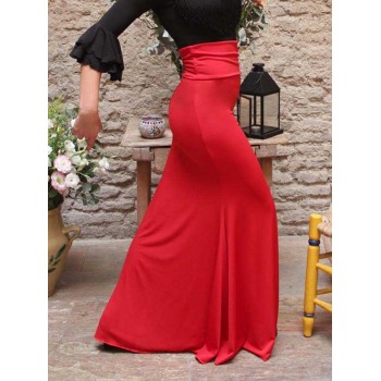 Jupe Flamenco Ajustée Rouge