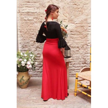 Jupe Flamenco Ajustée Rouge