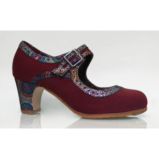Zapato Profesional Ante Burdeos con Hebilla Ancha