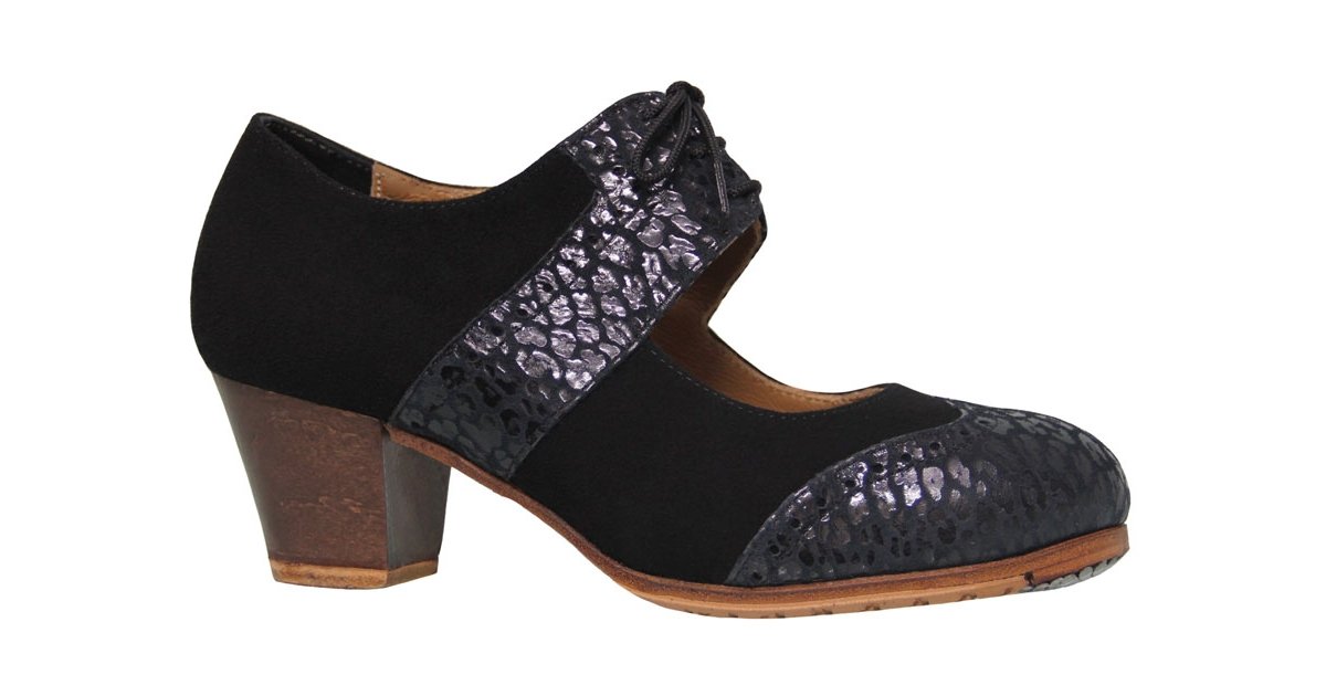Zapato profesional ante negro y fantasía con cordones Zapato profesional ante negro y fantasía con cordones