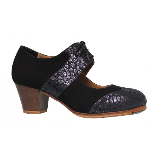 Zapato profesional ante negro y fantasía con cordones Zapato profesional ante negro y fantasía con cordones