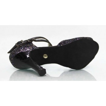 Combined Glitter and Black Patent Leather Lounge Shoe