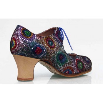 Chaussure professionnelle fantaisie multicolore à lacets
