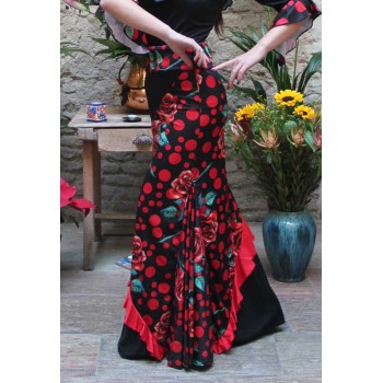 Falda Flamenco Combinada Flores y Lunares