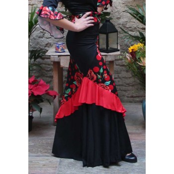 Falda Flamenco Combinada Flores y Lunares