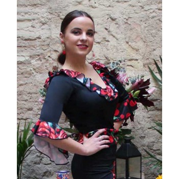 Top Flamenco Negro Volantes 