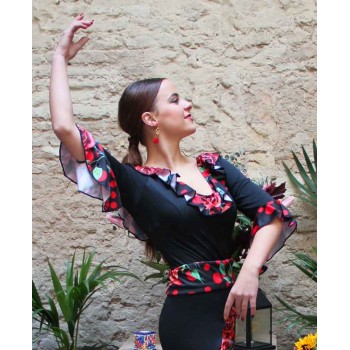 Top Flamenco Negro Volantes 