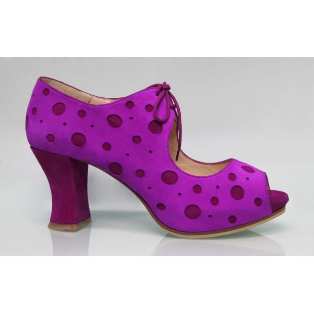 Zapato de Calle Ante Fucsia con Lunares Buganvilla Zapato de Calle Ante Fucsia con Lunares Buganvilla
