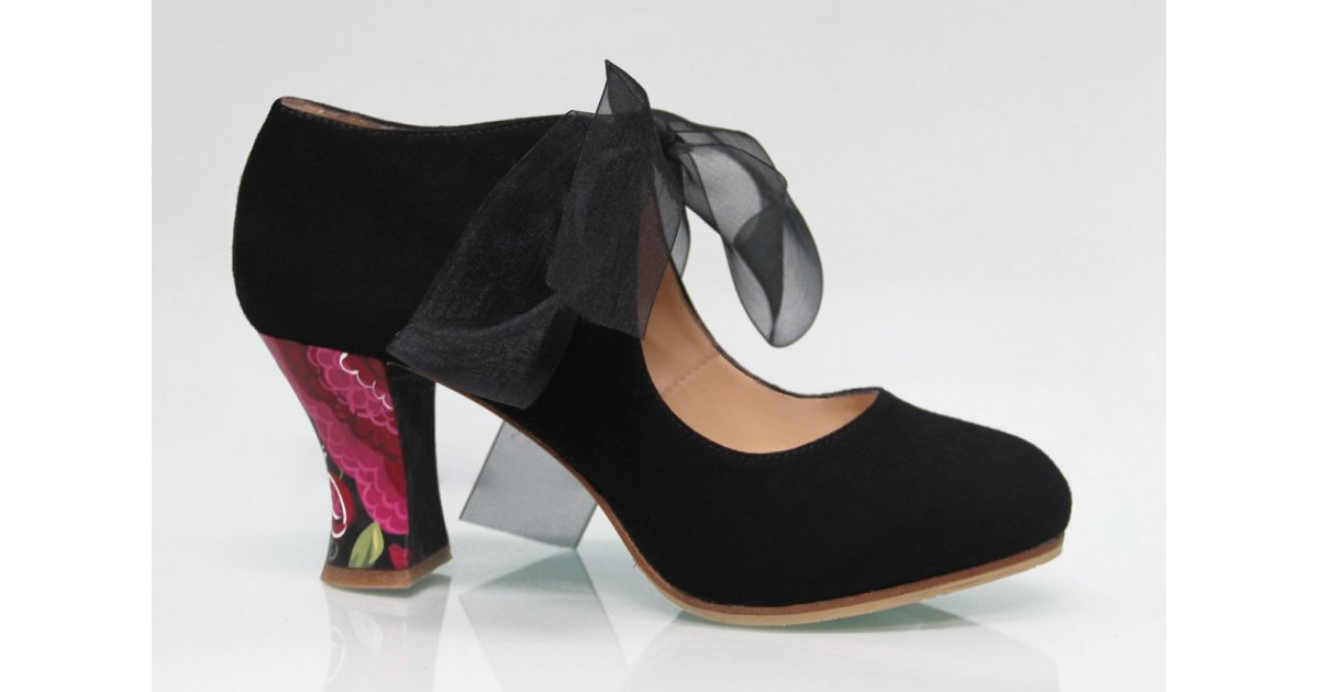 Chaussure de ville en daim noire avec nœud Chaussure de ville en daim noire avec nœud