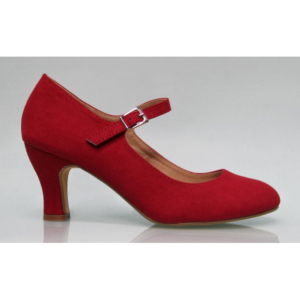Chaussure de flamenco en daim rouge