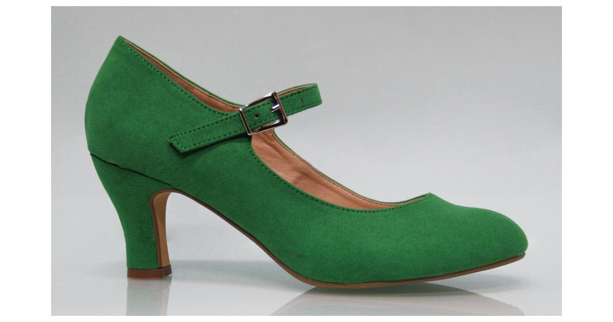 Chaussure de Flamenca en cuir daim couleur vert Andalucía