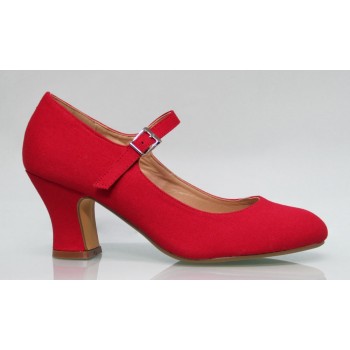 Chaussure Flamenco Toile Rouge