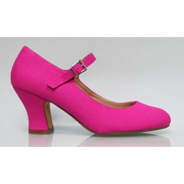 Chaussures de Flamenco en Toile Fuschia Chaussures de Flamenco en Toile Fuschia
