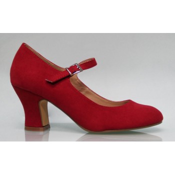 Chaussure de flamenco en daim rouge