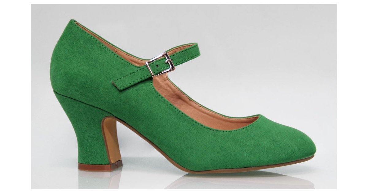 Chaussure de Flamenca en cuir daim couleur vert Andalucía Chaussure de Flamenca en cuir daim couleur vert Andalucía