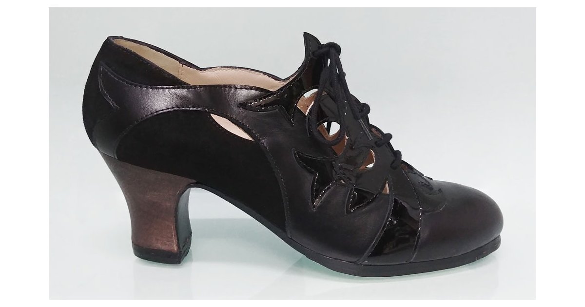 Zapato Profesional Piel y Charol Negro con Cordones Zapato Profesional Piel y Charol Negro con Cordones