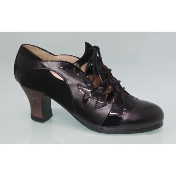 Zapato Profesional Piel y Charol Negro con Cordones