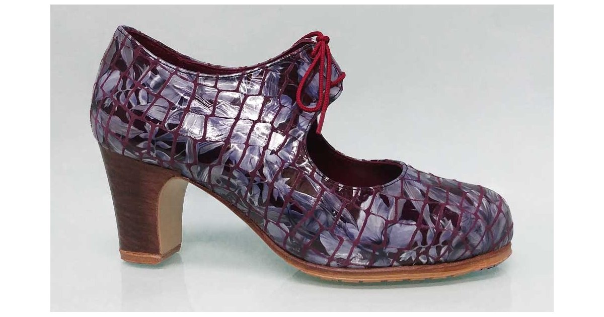 Chaussure de danse flamenco professionnelle en cuir fantaisie