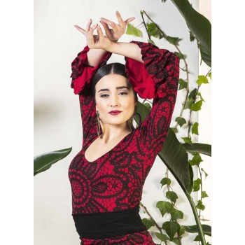 Haut flamenco imprimé rouge