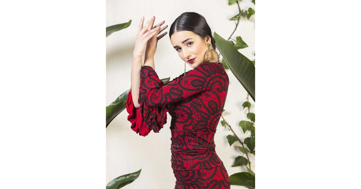 Haut flamenco imprimé rouge