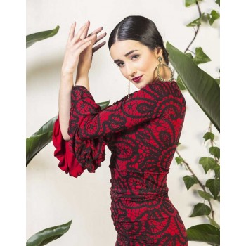 Haut flamenco imprimé rouge