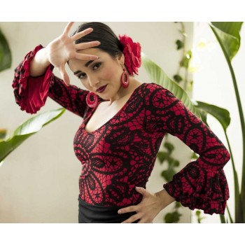 Haut flamenco imprimé rouge