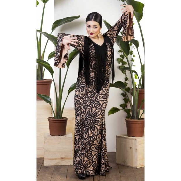 Vestido Flamenco Estampado Camel Vestido Flamenco Estampado Camel