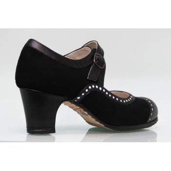 Chaussure de danse flamenco professionnelle en cuir et daim noir
