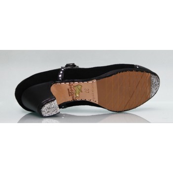 Chaussure de danse flamenco professionnelle en cuir et daim noir